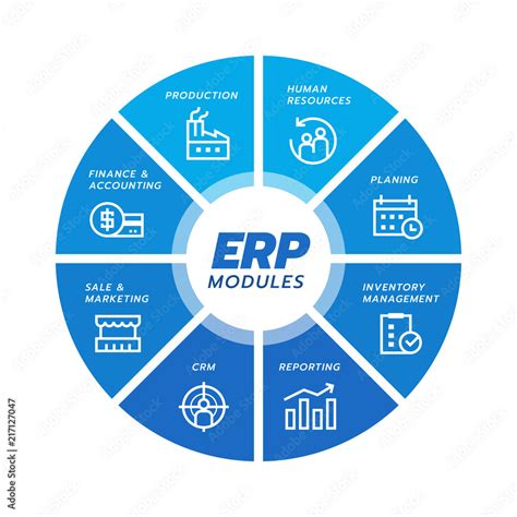 Enterprise Resource Planning ERP Module Icon Construction On Blue