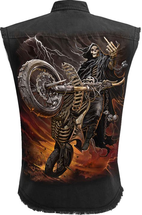 Spiral Direct BIKE LIFE SLEEVELESS WORKER Shirt Skull Biker Fire Metal