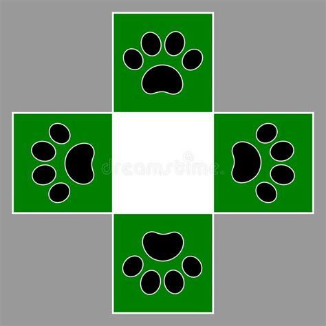 Veterinary Cross With Animal Paws Stock Vector Illustration Of