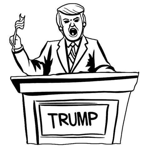 Donald Trump Giving a Speech Coloring Page · Creative Fabrica