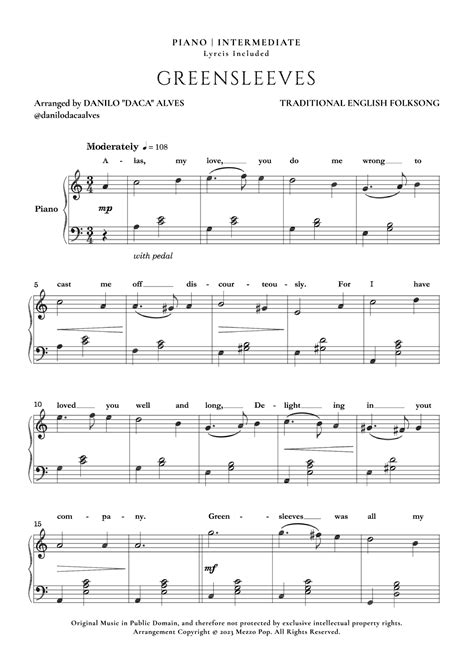 Greensleeves Arr Danilo Daca Alves By Traditional English Sheet