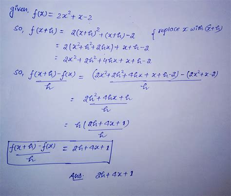 [solved] Can You Help Me Solve This F X H F X Find The Difference Course Hero