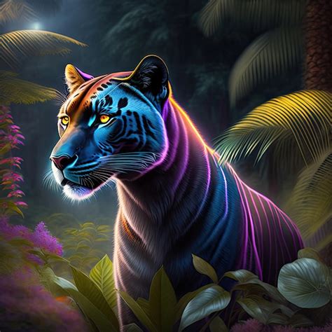 Premium Photo Black Panther In The Night Jungle Digital Art