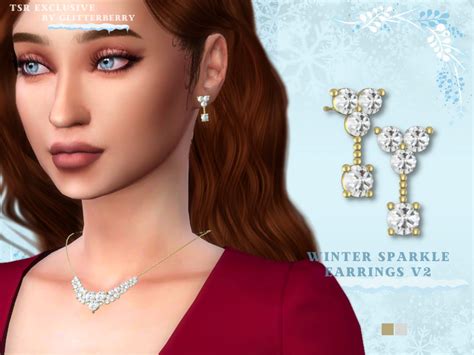 The Sims Resource Winter Sparkle Earrings V