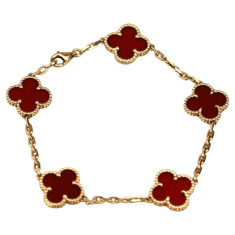 Van Cleef Arpels Vintage Alhambra Motifs Red Carnelian Off