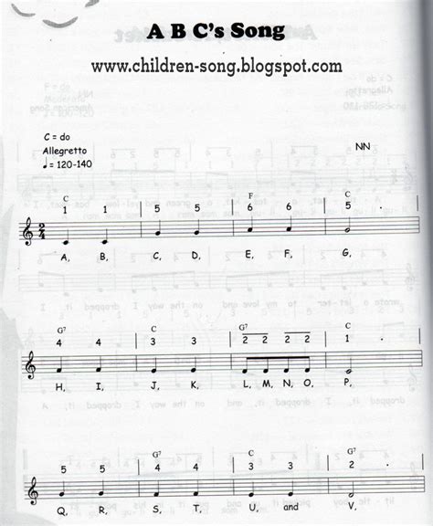 ABC Song for Children with Lyric and Notes