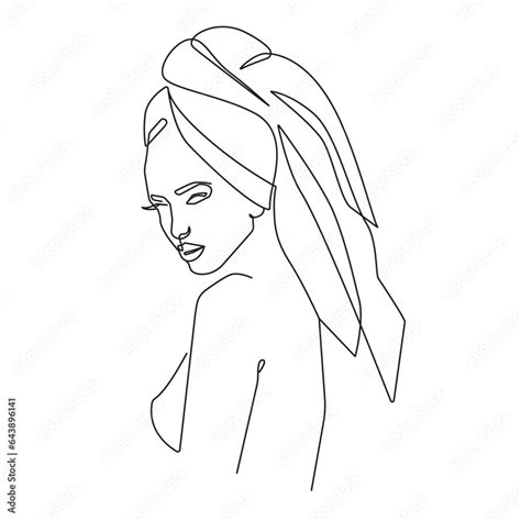 Woman Silhouette Line Art Drawing Nude Woman One Line Illustration Female Figure Minimalist