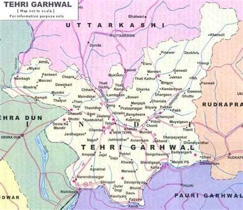 tehri garhwal map political map  tehri garhwal