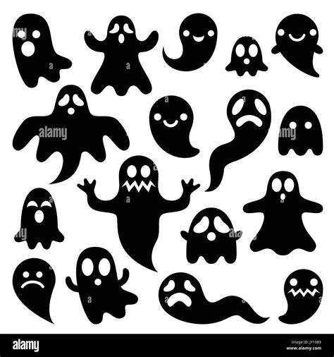 Scary Ghosts Design Halloween Characters Icons Set Vector Icons Set