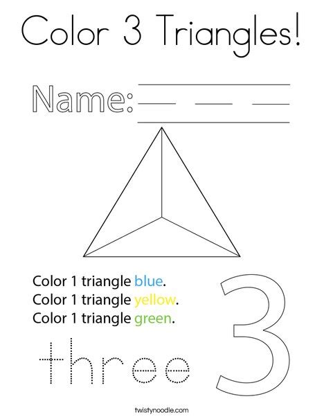 Color 3 Triangles Coloring Page Twisty Noodle