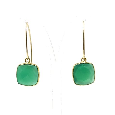 Mm Gf Square Green Onyx Earrings Oceans Allure