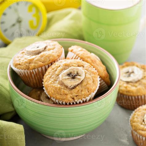 Banana muffins with coffee 15759477 Stock Photo at Vecteezy