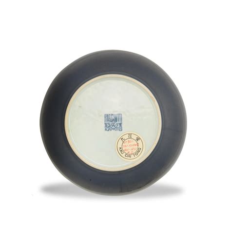 Bonhams A Blue Glazed Dish Daoguang Seal Mark And Of The Period