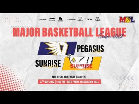 LIVE MBL Regular Season 2022 G19 Pegasus Sports VS Sunrise