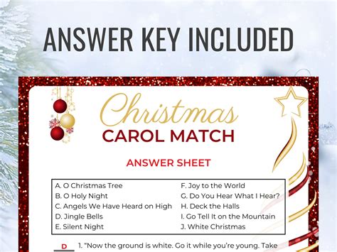 Christmas Carol Match Game Printable Christmas Game Christmas Activity