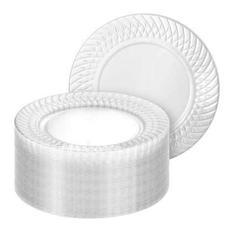 100 Pack 6 25 Inch Clear Plastic Disposable Plates Elegant Heavy Duty