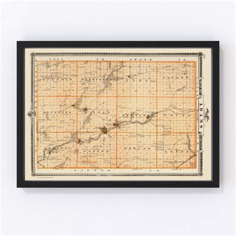 Vintage Map of Adams County Iowa, 1875 by Ted's Vintage Art