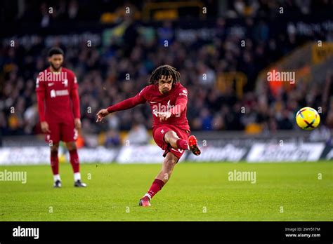 Liverpools Trent Alexander Arnold Takes A Free Kick During The Premier