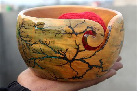 Yarn Bowl Wooden Lichtenberg Figure Resin Wooden Large Yarn Etsy