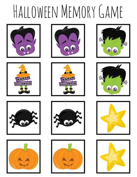 Black And White Halloween Memory Game 15 Free Pdf Printables Printablee