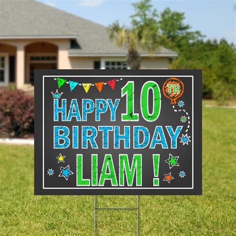 Happy Birthday Yard Sign With H Stake Personalized Outdoor Birthday