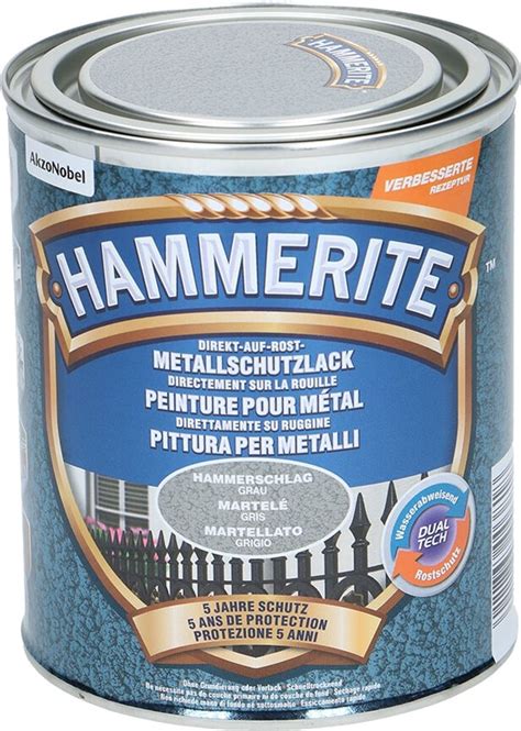 Hammerite Metallschutzlack Hammerschlag Grau 750 Ml Metallschutzlack