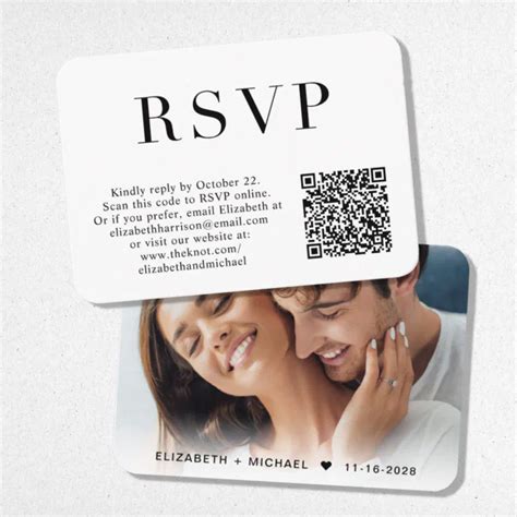 Elegant Photo Qr Code Wedding Rsvp Enclosure Card Zazzle