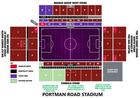 Portman Road Seating Chart with Rows and Seat Numbers 2024