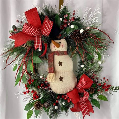 Christmas Wreath Snowman Wreath By LiBowDesigns On Etsy Christmas