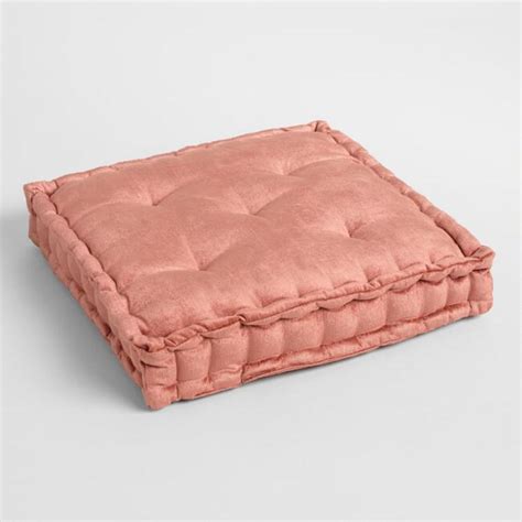 Dusty Coral Velvet Tufted Floor Cushion V1 Floor Cushions Floor