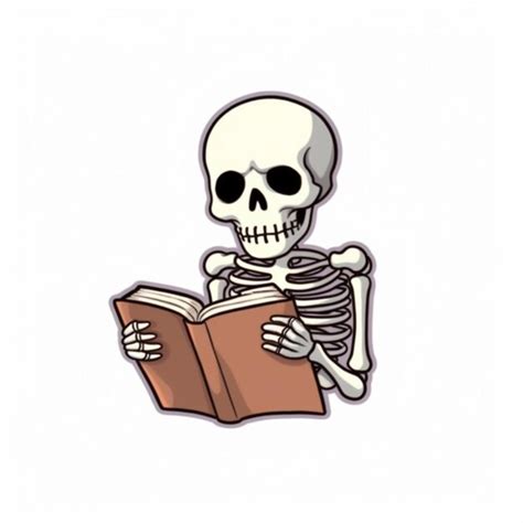 Premium AI Image A Skeleton Reading A Book While Sitting Down