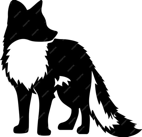 Premium Vector Arctic Fox Black And White Silhouette Illustration