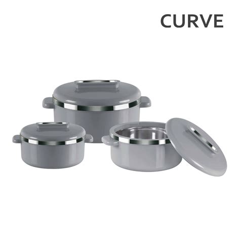 SQ Professional 10615 Curve Insulated Hot Pot Set 3pc Grey 1 0 1 5 2 5L