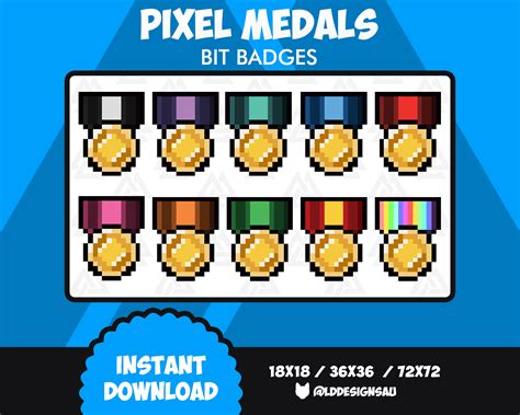 Pixel Medals Twitch Bit Badges 8 Bit Retro Twitch Sub Badges Twitch