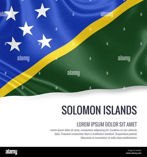 Silky Flag Of Solomon Islands Waving On An Isolated White Background