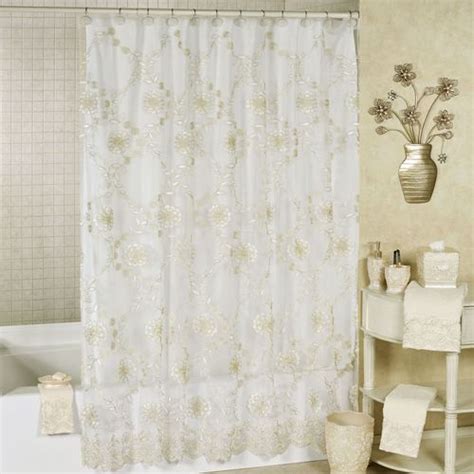 Victoria Sheer Embroidered Floral Shower Curtain