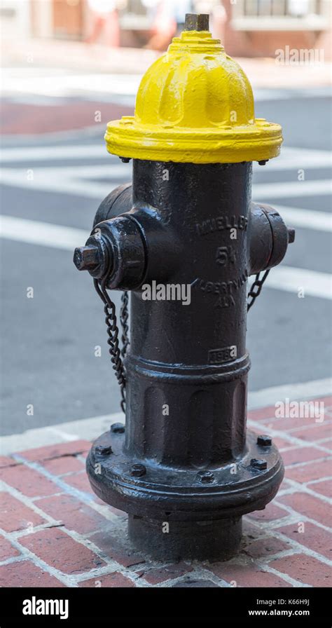 Yellow And Black Fire Hydrant In Boston Ma Usa Stock Photo Alamy