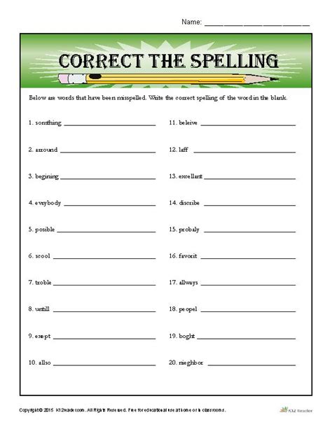 Create Free Spelling Worksheets