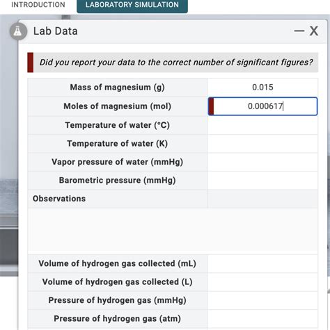 Introduction Laboratory Simulation Lab Data Did You Chegg