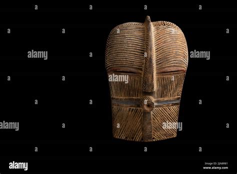 Traditional African Wooden Mask On A Black Background Stock Photo Alamy