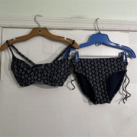 Athleta Bikini Bathing Suit Set Underwire Blue White Depop