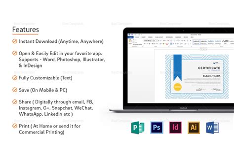 internship program completion certificate design template  psd word