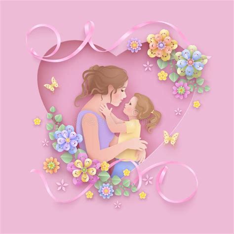 Paper Style Mothers Day Wishes Greeting Card Stock Vector