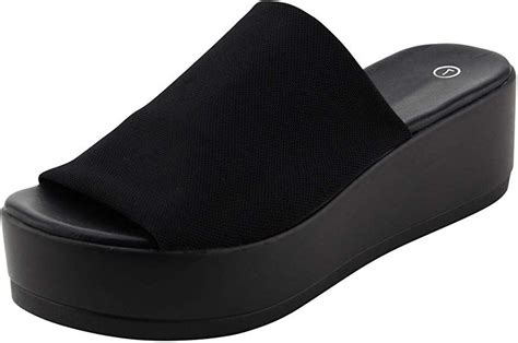 Cambridge Select Womens Open Toe Classic Retro 90s Stretch Flatform Slide Sandal In 2024