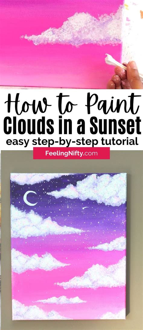 How To Paint Clouds With Acrylic Paint The Easy Way Feeling Nifty