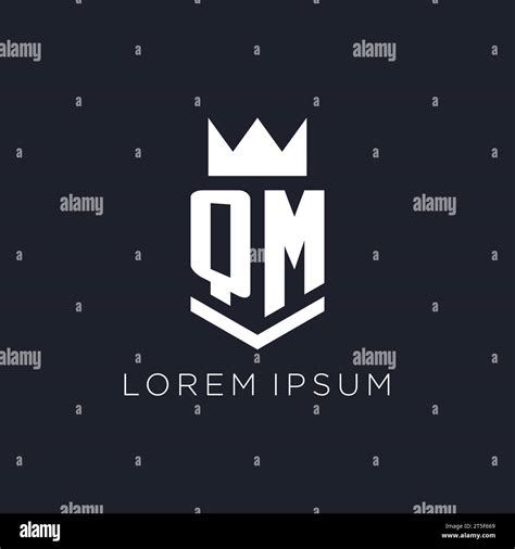 Qm Logo With Shield And Crown Initial Monogram Logo Design Ideas Stock