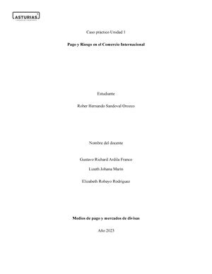 CASO Practico Unidad 3 Pago Y Riesgo En El Comercio Internacional