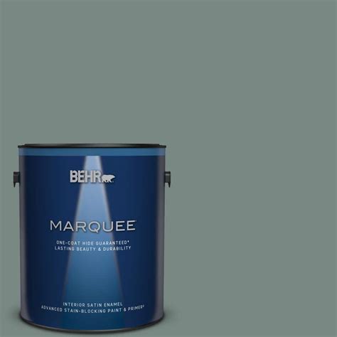 Behr Marquee Gal Ppu Juniper Ash One Coat Hide Satin Enamel