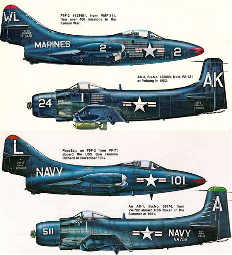 Grumman F9F Panther Douglas AD 1 3 Skyraider Korean War A Photo