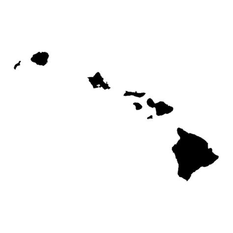 Mapa del estado de hawaii con islas ilustración vectorial Vector Premium